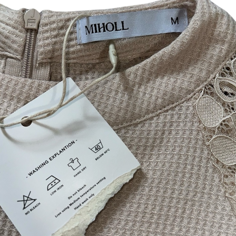 Miholl Waffle Lace Long Sleeve Top - Picture 5 of 6